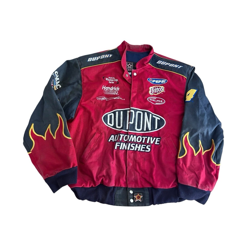 Authentic Nascar Jeff Gordon #24 Flame Dupont Jacket 'JH Design'‎ Red  XL